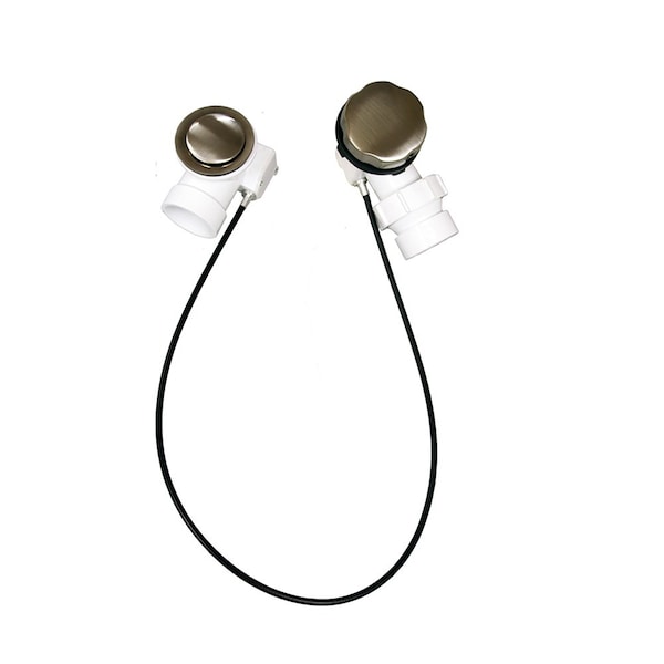 Satin Nickel 27in. Cable Driven Bath Waste Kit, Tubular Half Kit, PVC